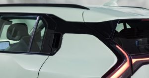 Rear angle showing sleek design, charging port, and modern tail light features.